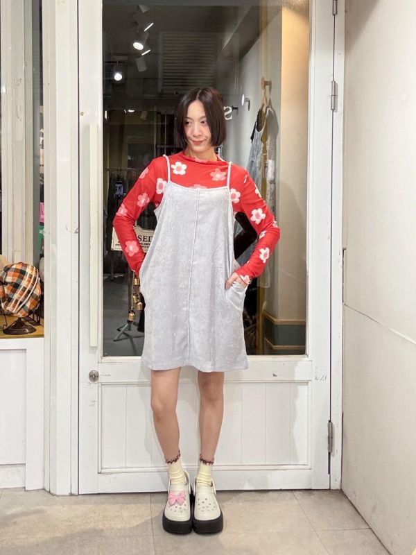 絨布吊帶背心洋裝 