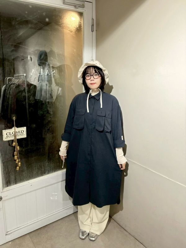 工裝風布標手袖胸口袋長袖洋裝 