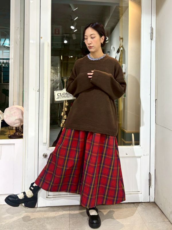 蘇格蘭紅格紋散裝A字裙 