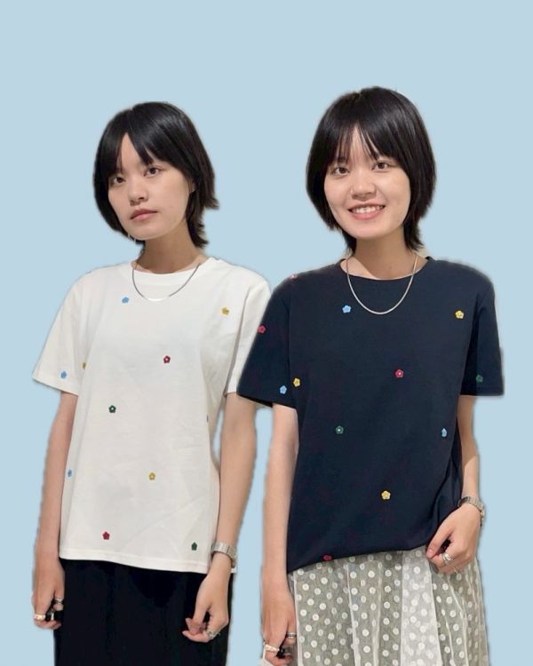 低調珍珠刺繡小花短袖上衣 