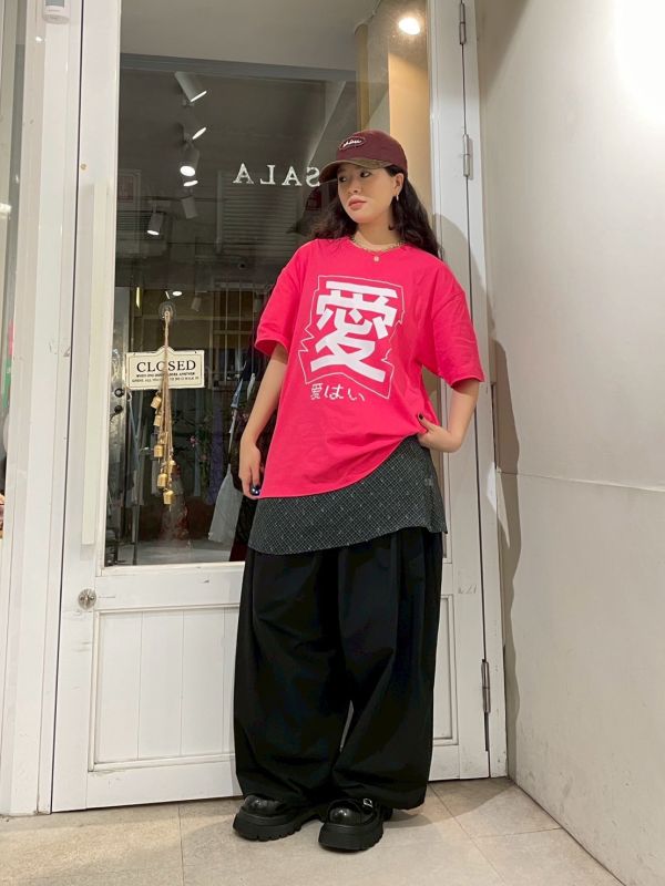 愛！日文桃粉色寬鬆TEE 
