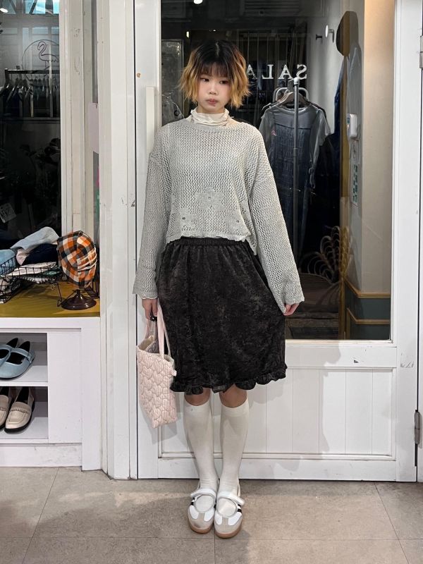 絲絨花邊五分裙 