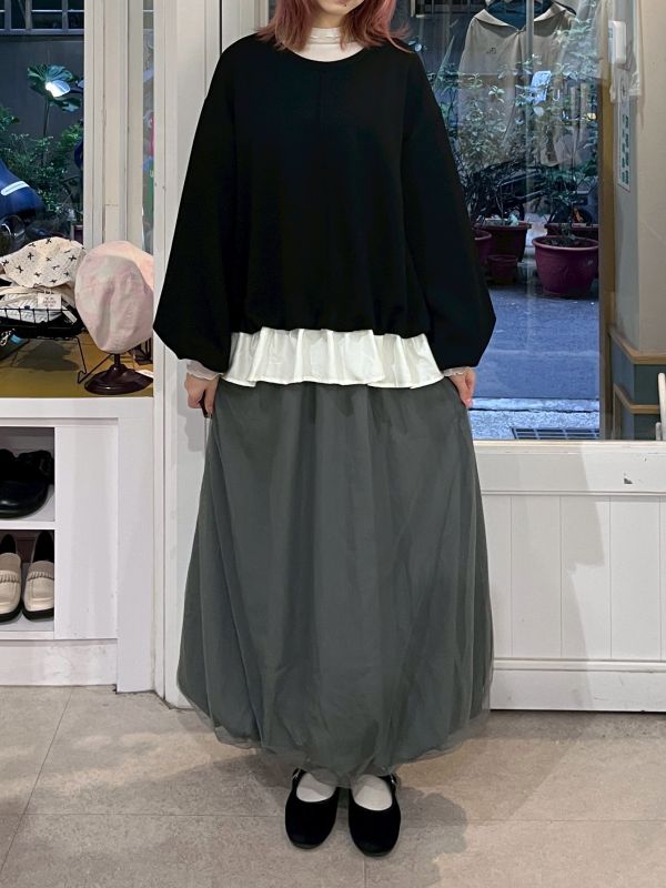 紗紗雙層氣球長裙 