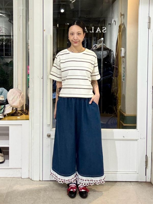 撞色條紋短版tee 