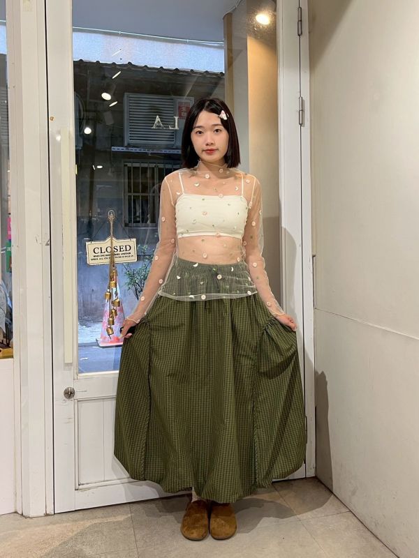 細格紋車線設計澎澎氣球裙 