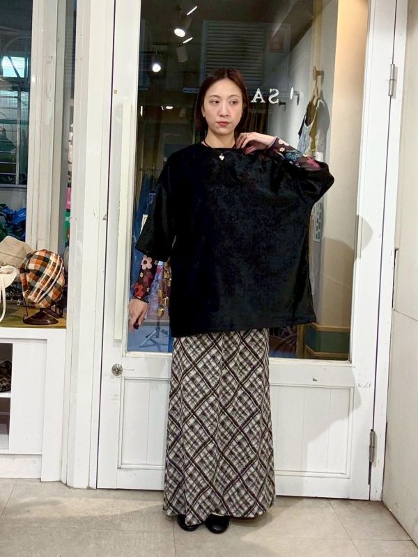 素色絨布落肩短袖Tee 