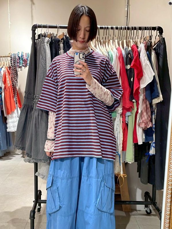 撞色條紋tee 