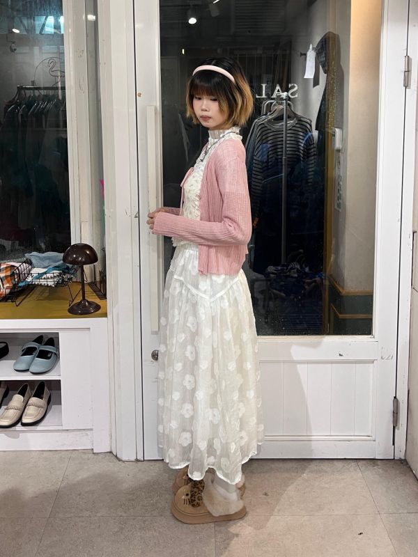 碎花蕾絲馬甲吊帶背心+針織單扣罩衫 