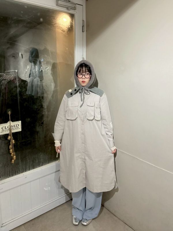 工裝風布標手袖胸口袋長袖洋裝 