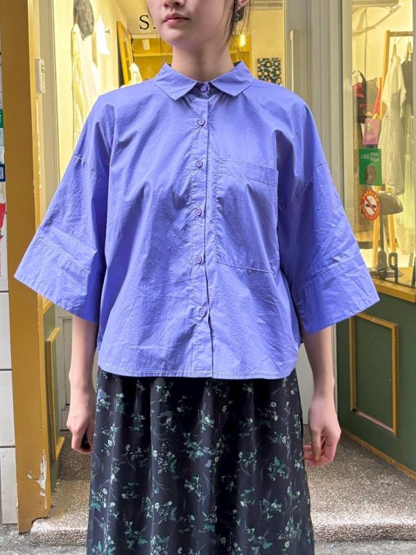 氣球下擺短版襯衫 