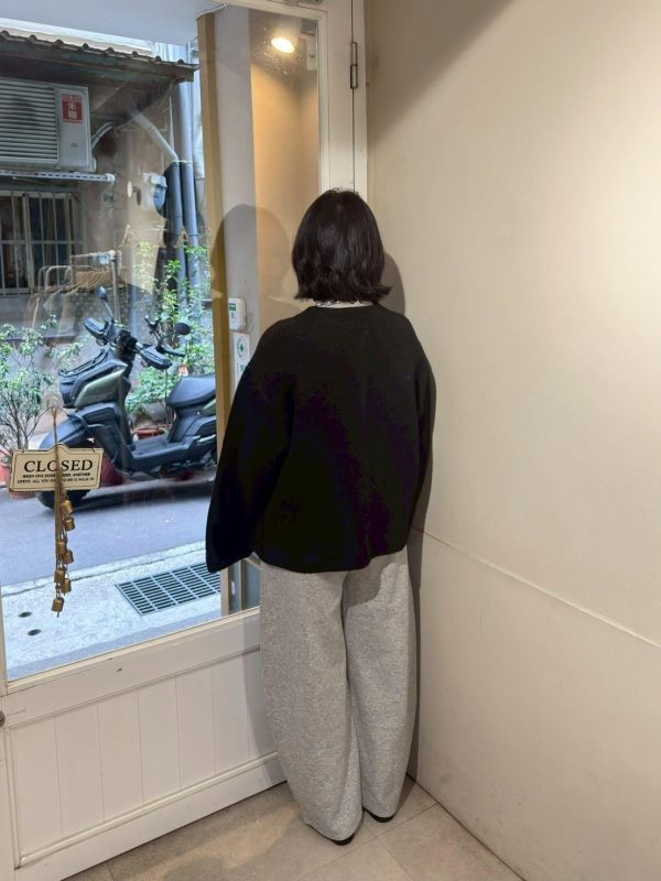 毛絨小花刺繡打褶棉褲 