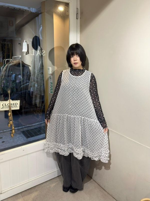 透透紗雙層蛋糕下擺長版背心 