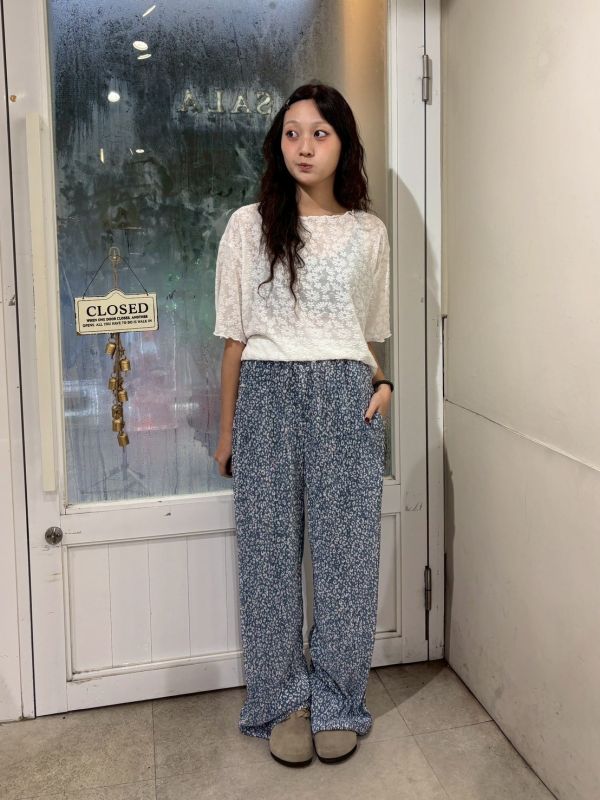 小豹紋光澤百褶落地長褲 