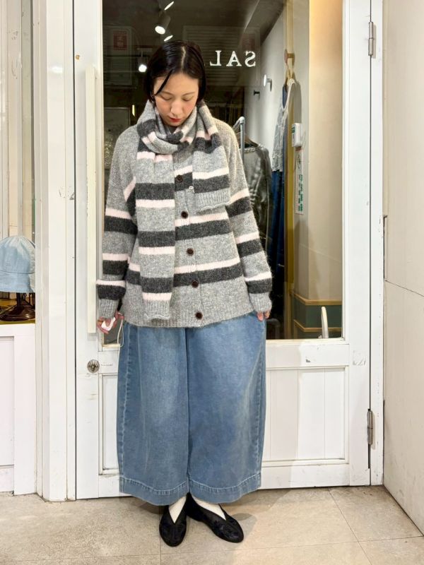 鬆緊腰簡約牛仔褲九分寬褲 