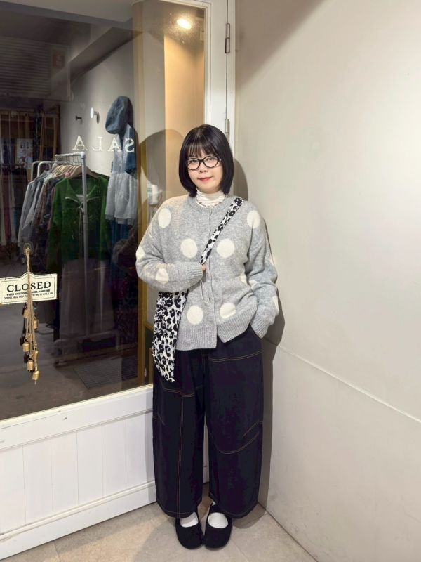 寬版直筒橘車線鬆緊腰長褲 