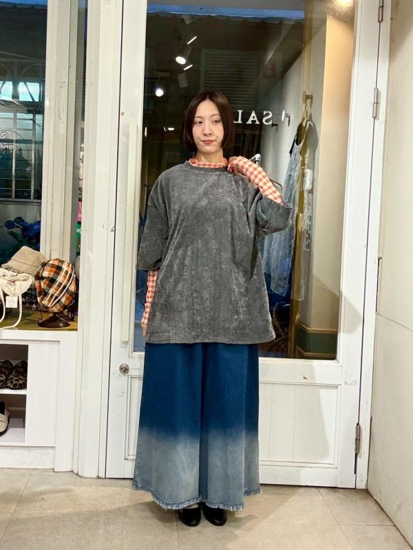 素色絨布落肩短袖Tee 