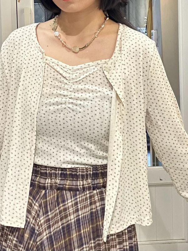 外套背心兩件式碎花上衣 