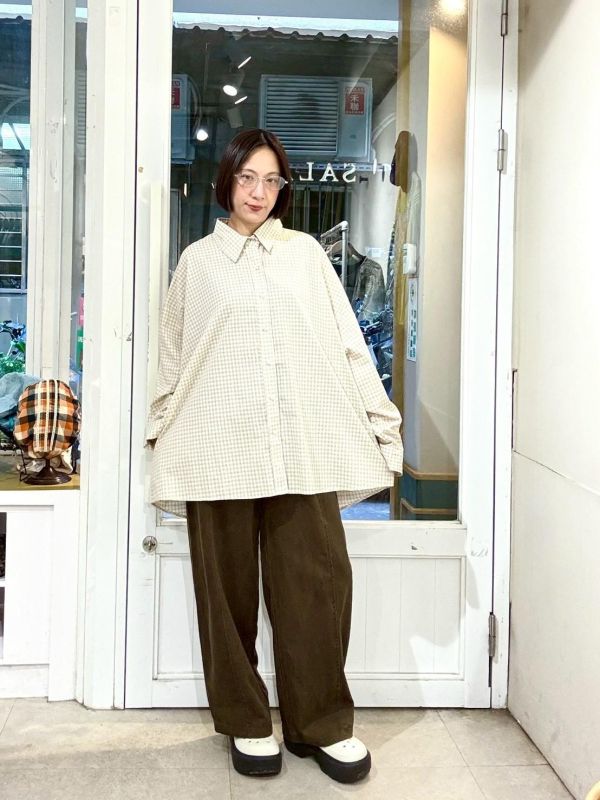 卯釘設計中線後伸縮腰直筒褲 