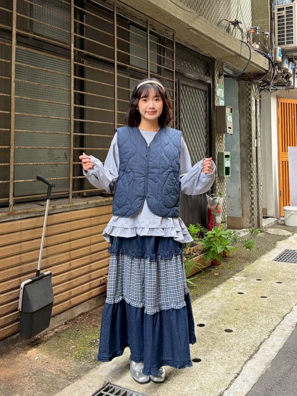 雙面穿絎縫葫蘆紋x素面翻蓋口袋背心 