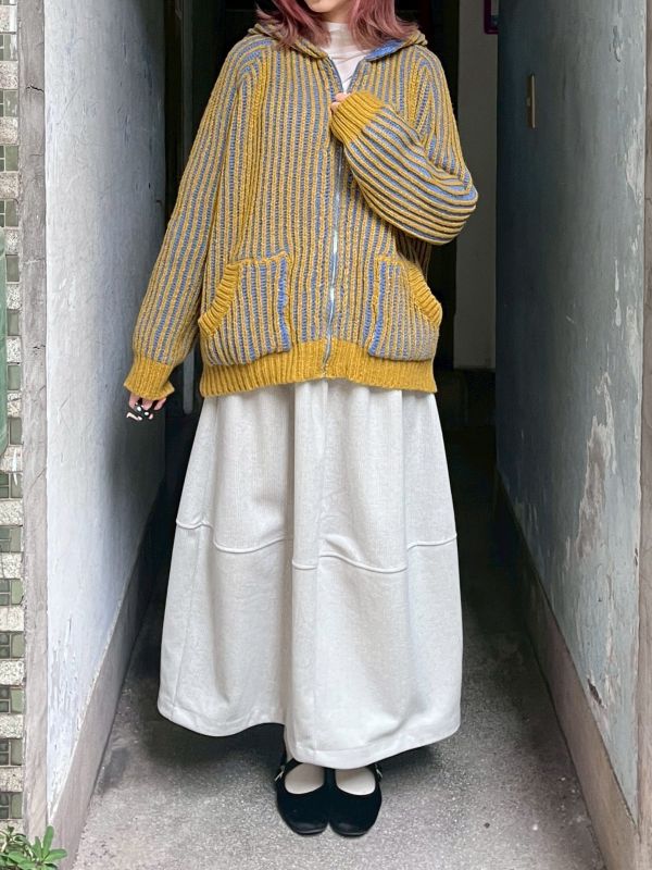 撞色毛線針織拉鏈外套 