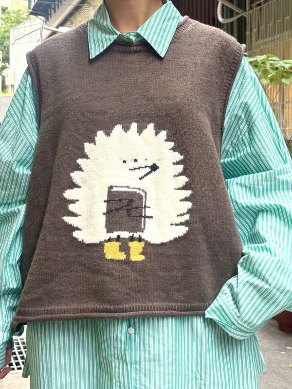 刺蝟親膚針織毛線背心 