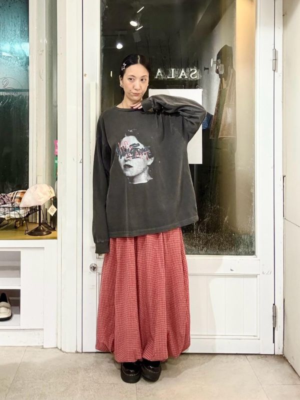網格人頭照片長袖tee 