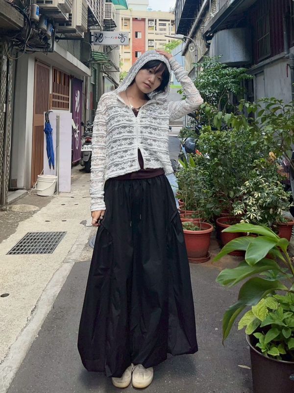 唯美蕾絲連帽雙拉鏈長袖外套 