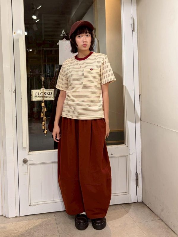 橫紋胸前口袋小圖標針織上衣 