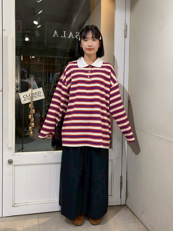 橫條紋oversized 休閒上衣 