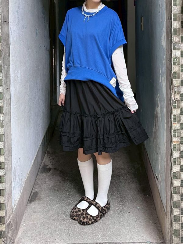 蛋糕花邊五分裙 