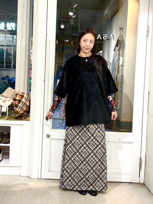 素色絨布落肩短袖Tee 