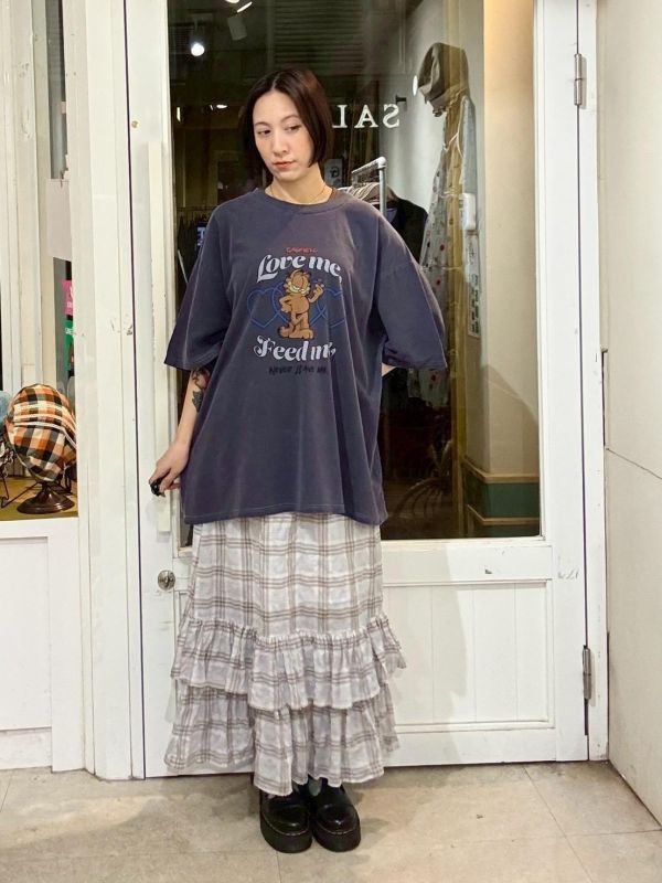 加菲貓洗色做舊寬版Ｔ 