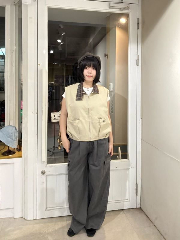 質感格紋內裏鈕扣翻領背心 