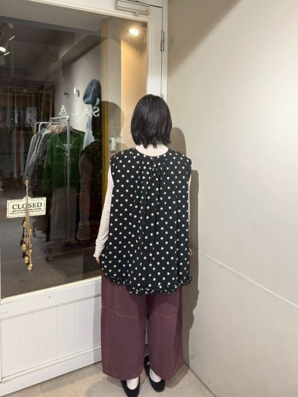 寬版直筒橘車線鬆緊腰長褲 