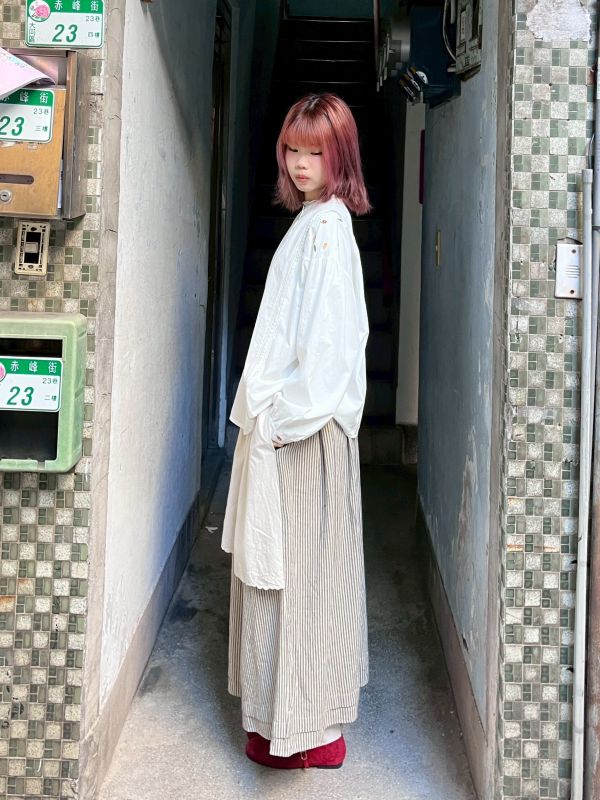 拼布蕾絲層次傘擺長裙 