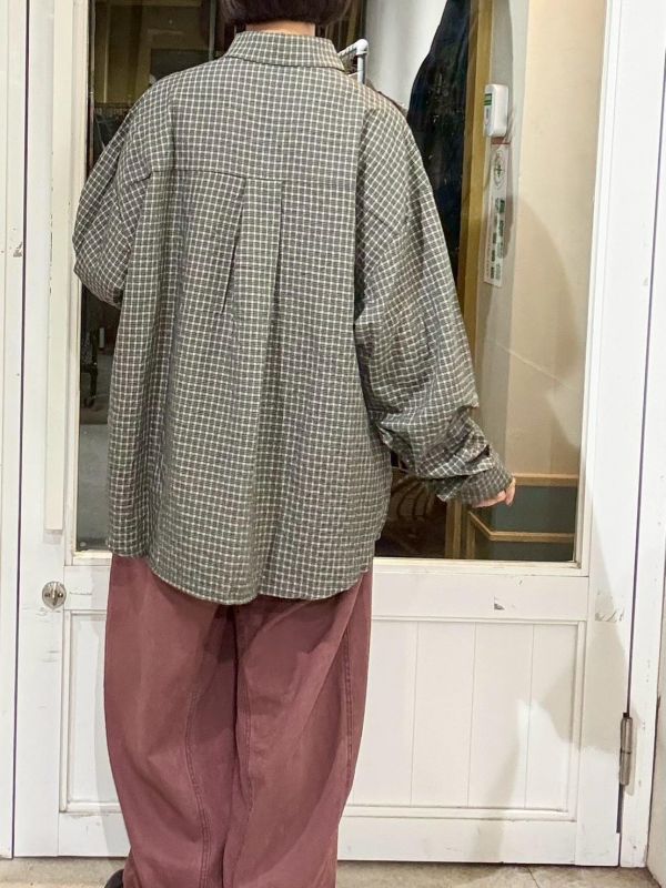 泡泡布前口袋細格紋襯衫 