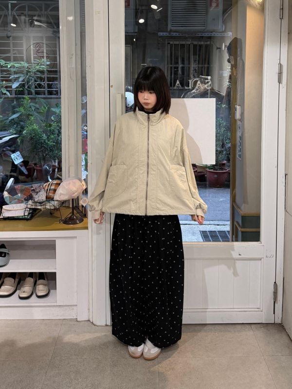 日系立領大口袋抽繩外套 