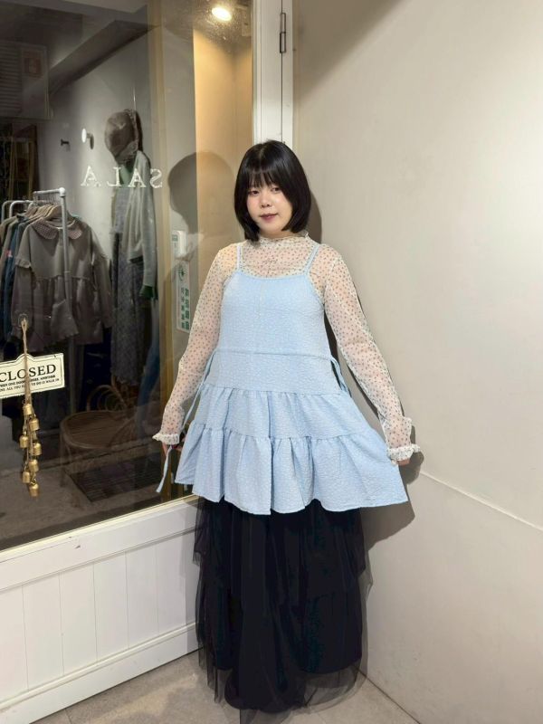 滿版立體花壓紋鬆緊吊帶背心 