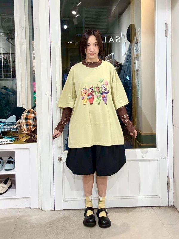 刷刷布氣球五分寬褲裙 