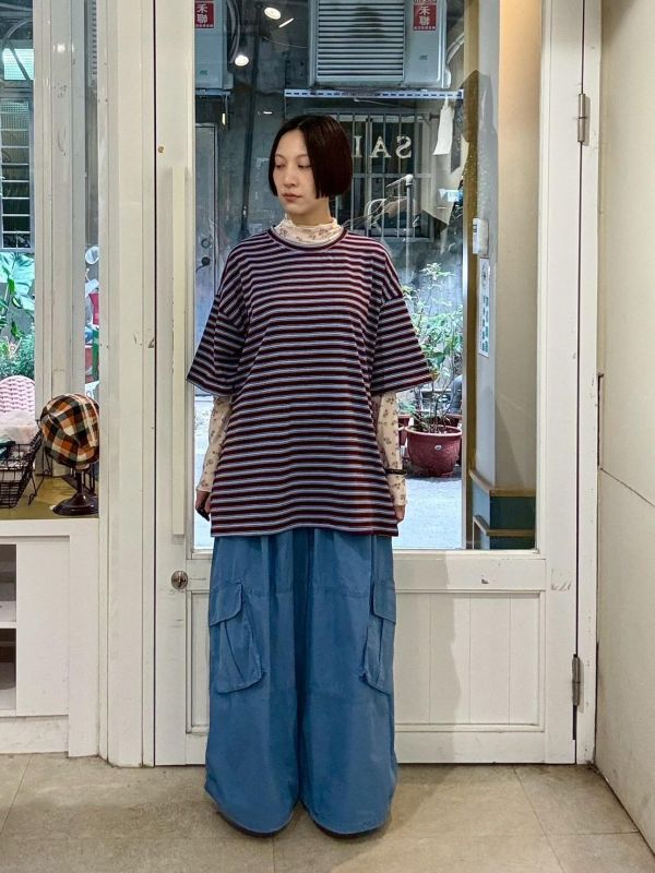 撞色條紋tee 