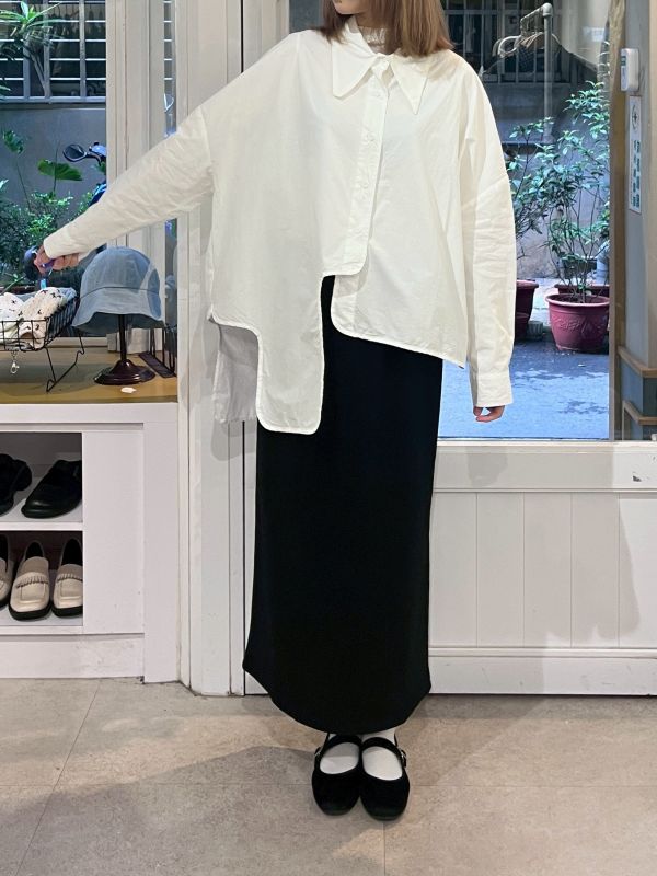 燈芯絨後開衩直筒長裙 