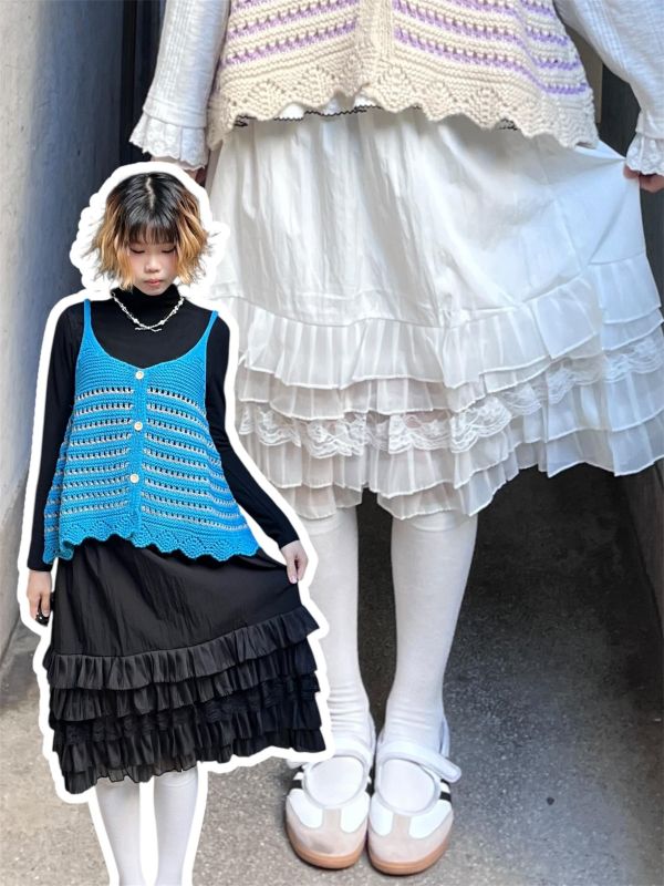 粗毛線針織撞色鈕扣背心 