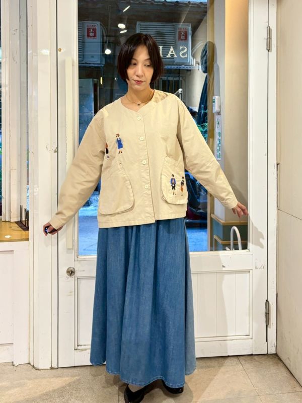 日系刺繡娃娃立體大口袋外套 