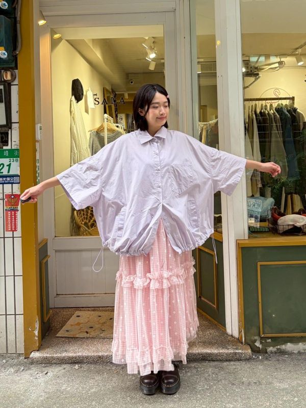 多口袋下擺抽繩寬鬆襯衫 