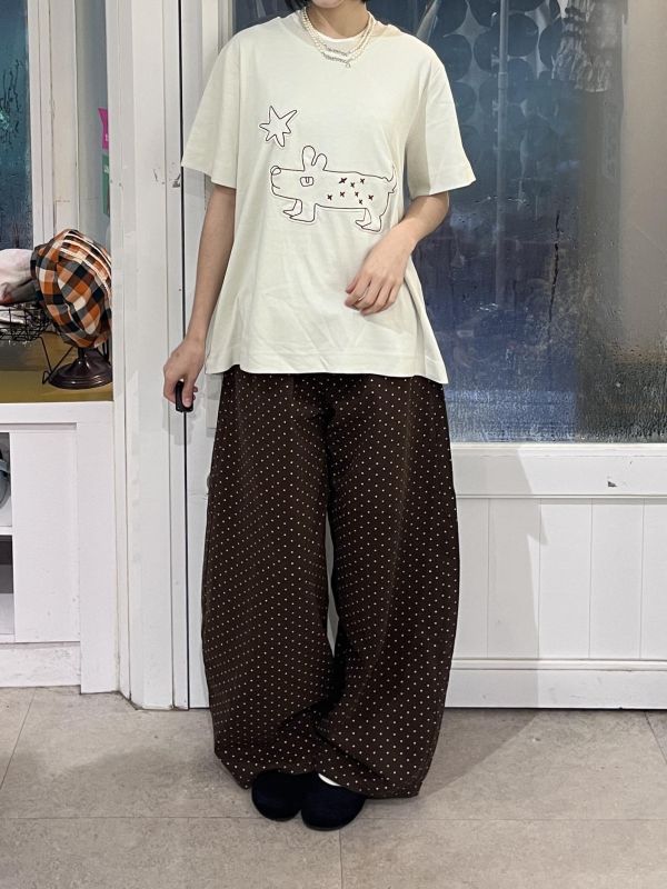 波點牛仔彎刀褲 