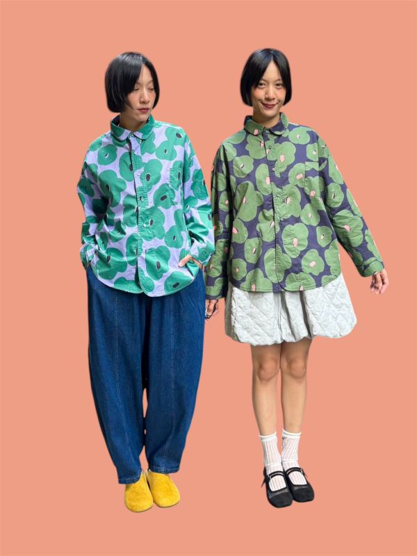 包布釦滿版花襯衫 