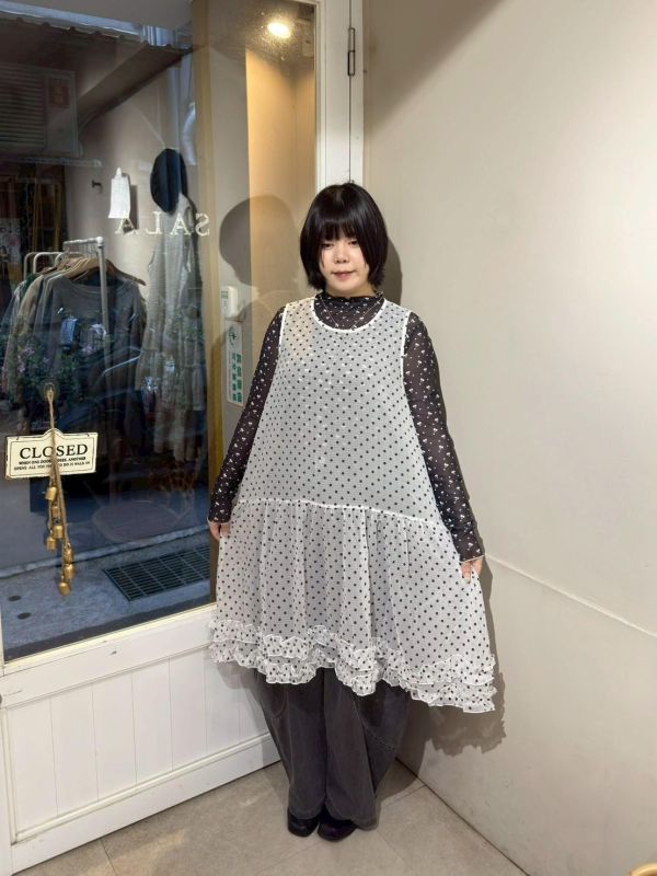 透透紗雙層蛋糕下擺長版背心 