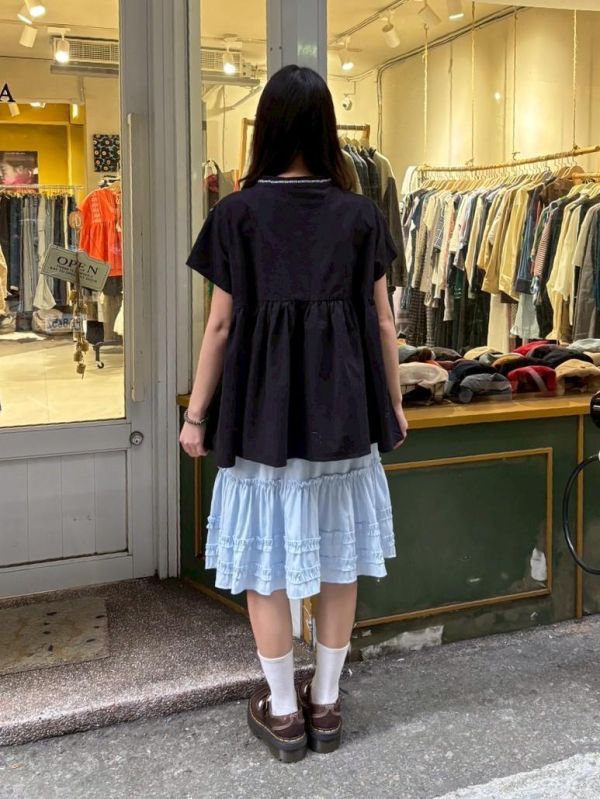 圖騰刺繡流蘇綁帶上衣 