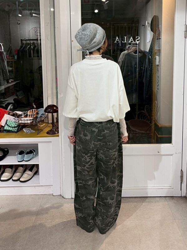 牛仔迷彩錐形長褲 