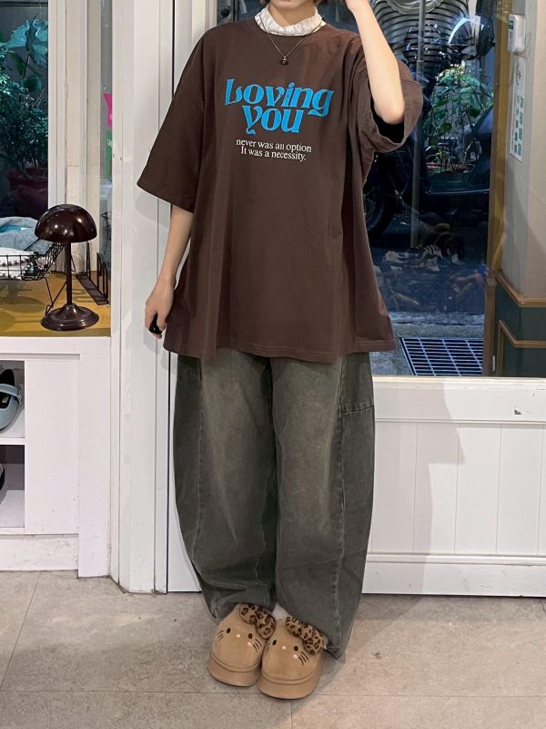 美式字母寬鬆短袖Tee 